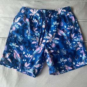 Tropical Blue Parrot Swim Shorts